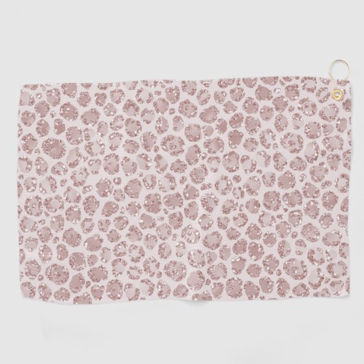 Blush roze glitter leopard print     golfhanddoek (Horizontaal)