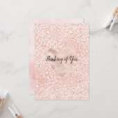 Blush roze Glitter Leopard Print Heart   Kaart (Voorkant / Achterkant in situ)