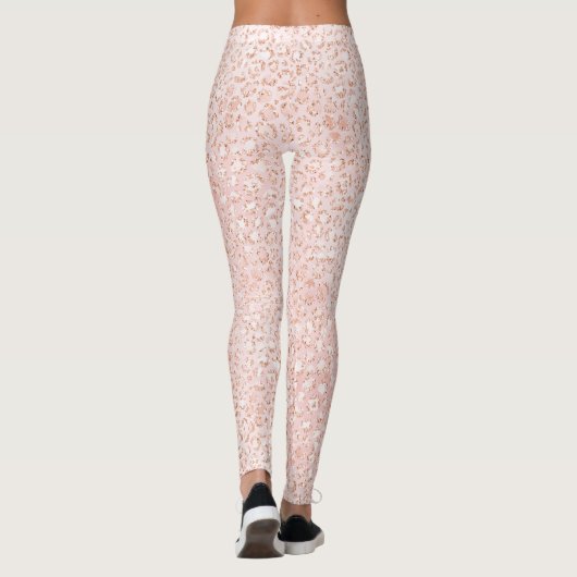 Blush roze glitter leopard print               leggings (Achterkant)