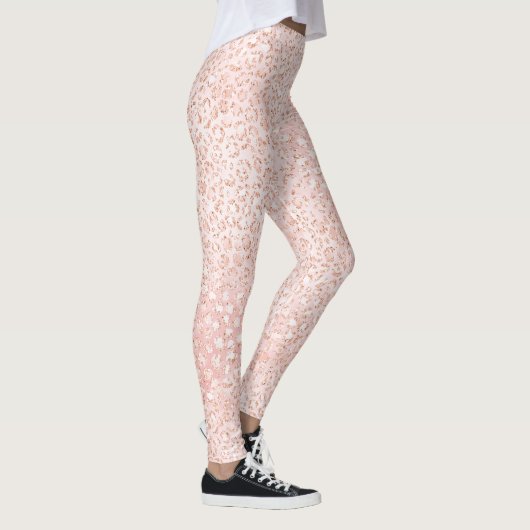Blush roze glitter leopard print               leggings (Rechts)
