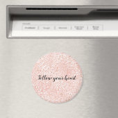 Blush roze glitter leopard print magneet (Insitu (Vaatwasser))