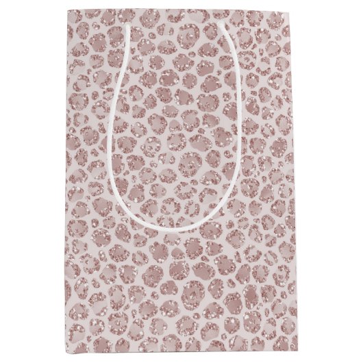 Blush roze glitter leopard print        medium cadeauzakje (Voorkant)