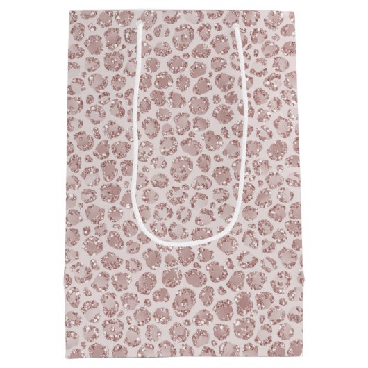 Blush roze glitter leopard print        medium cadeauzakje (Achterkant)
