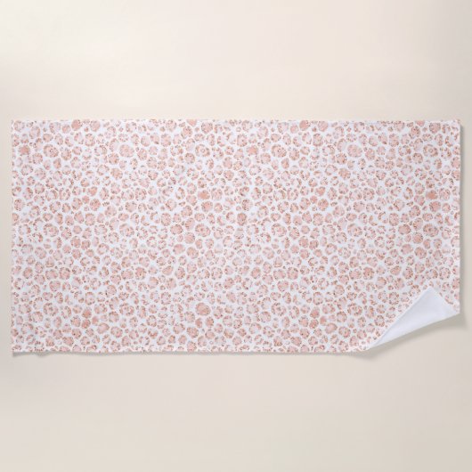 Blush roze glitter leopard print            strandlaken (Voorkant)