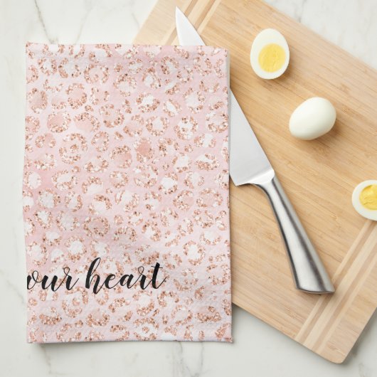 Blush roze glitter leopard print                theedoek (Quarter Fold)