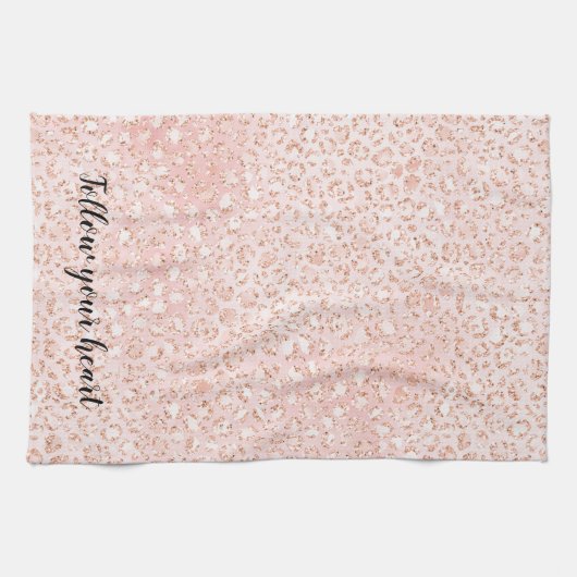 Blush roze glitter leopard print                theedoek (Horizontaal)