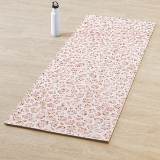 Blush roze glitter leopard print yogamat (In situ)