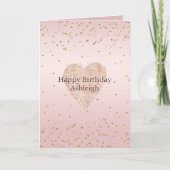 Blush roze glitter liefde gouden Confetti hart Kaart (Voorkant)