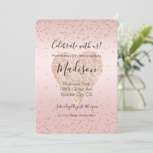 Blush roze glitter liefde gouden Confetti hart Kaart