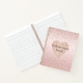 Blush roze glitter liefde gouden Confetti hart Notitieboek (Binnen)