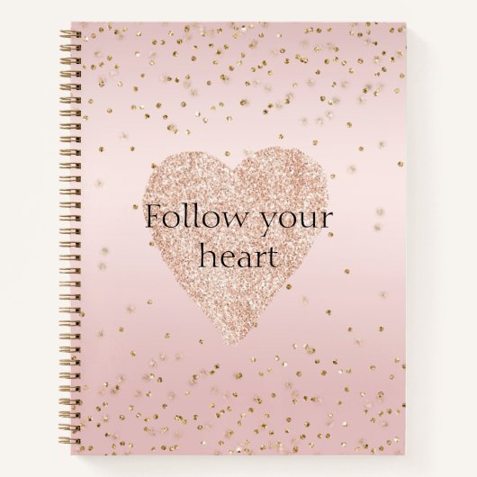 Blush roze glitter liefde gouden Confetti hart Notitieboek (Voorkant)