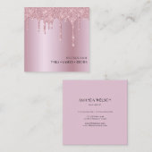 Blush roze glitter Makeup nagels Eyelashes Brows Vierkante Visitekaartje (Voorkant / Achterkant)