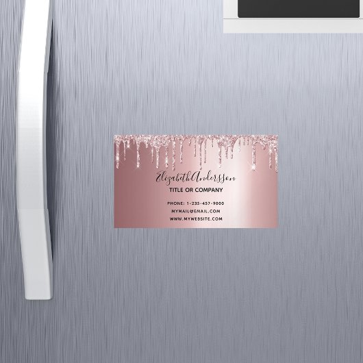 Blush roze glitter metallic elegant business busin magnetisch visitekaartje
