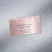 Blush roze glitter metallic elegant business busin magnetisch visitekaartje (Voorbeeld)