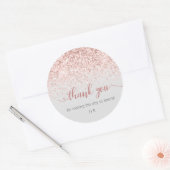 Blush Roze Glitter Monogram bruiloft gunst Ronde Sticker (Envelop)