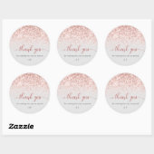 Blush Roze Glitter Monogram bruiloft gunst Ronde Sticker (Vel)