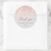 Blush Roze Glitter Monogram bruiloft gunst Ronde Sticker (Tas)