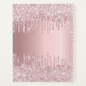 Blush roze glitter monogram naam luxe 2023 planner (Achterkant)