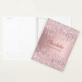 Blush roze glitter monogram naam luxe 2023 planner (Display)