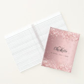 Blush roze glitter monogram stofmonogram notitieboek (Binnen)