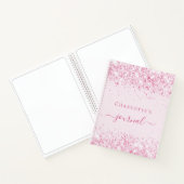 Blush roze glitter name script journal girl notitieboek (Binnen)
