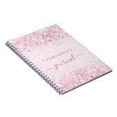 Blush roze glitter name script journal girl notitieboek (Rechterzijde)