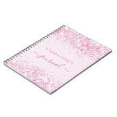 Blush roze glitter name script journal girl notitieboek (Linkerzijde)