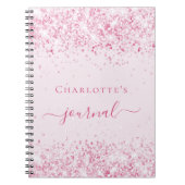 Blush roze glitter name script journal girl notitieboek (Voorkant)