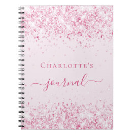 Blush roze glitter name script journal girl notitieboek