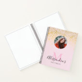 Blush Roze Glitter Photo Monogram Sketchbook-lapto Notitieboek (Binnen)