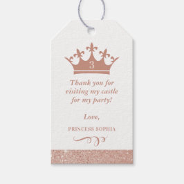 Blush Roze Glitter Prinses Kroongunst Cadeaulabel