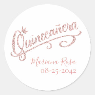 Blush Roze Glitter Quinceanera Crown Sticker