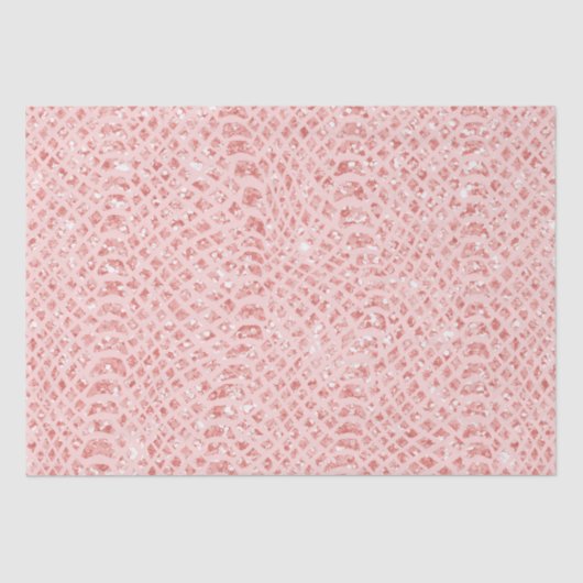Blush Roze Glitter Snake Huid Dierlijke Print Tissuepapier (Voorkant)