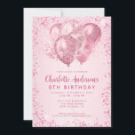 Blush Roze Glitter Sparkle Balloon Kids Verjaardag Kaart<br><div class="desc">Moderne Glam Blush Roze Glitter Sparkle Balloon Vrouwelijk Meisje Kinderen Verjaardag Uitnodiging</div>