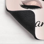 Blush roze glitter Sparkle Eyelashes Monogram Naam Muismat (Hoek)