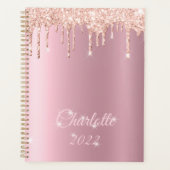 Blush roze glitter Sparkle Girly Monogram Pla Planner (Voorkant)