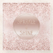 Blush roze glitter Sparkle Glazen Onderzetter (Voorkant)