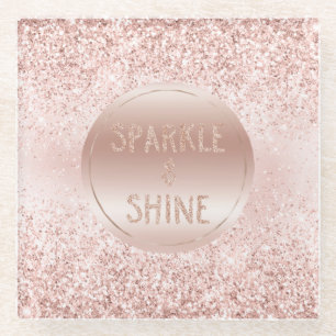 Blush roze glitter Sparkle Glazen Onderzetter
