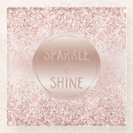Blush roze glitter Sparkle Glazen Onderzetter (Voorkant)