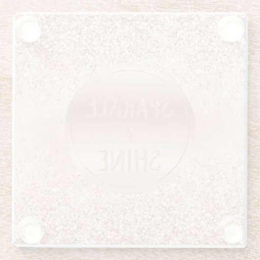 Blush roze glitter Sparkle Glazen Onderzetter (Achterkant)
