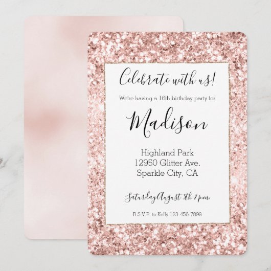 Blush roze glitter Sparkle Kaart (Voorkant / Achterkant)
