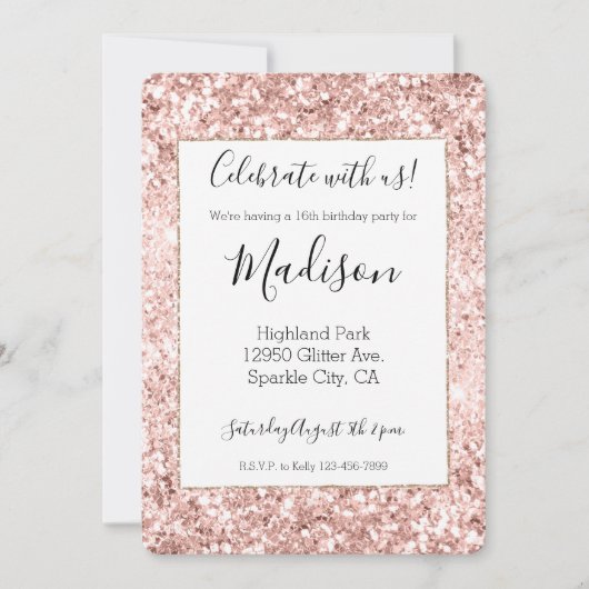 Blush roze glitter Sparkle Kaart (Voorkant)