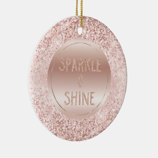 Blush roze glitter Sparkle Keramisch Ornament (Rechts)