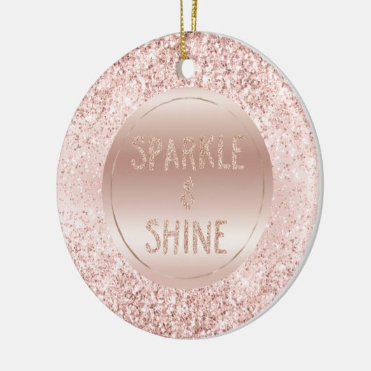 Blush roze glitter Sparkle Keramisch Ornament (Links)