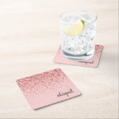 Blush roze glitter Sparkle Moderne Monogram Party Kartonnen Onderzetters (Insitu)