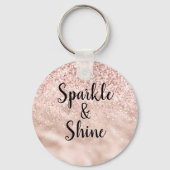 Blush roze glitter Sparkle Sleutelhanger (Voorkant)