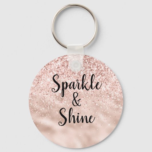 Blush roze glitter Sparkle Sleutelhanger (Voorkant)
