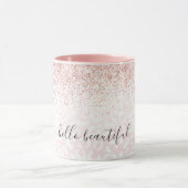 Blush roze glitter Sparkle White Leopard Print Mok (Midden)