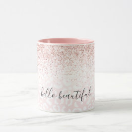 Blush roze glitter Sparkle White Leopard Print Mok