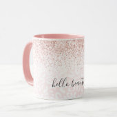 Blush roze glitter Sparkle White Leopard Print Mok (Voorkant links)